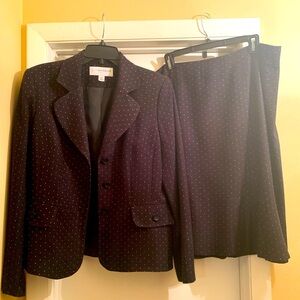 Sag Harbor Black and White fully lined peplum jacket skirt suit.